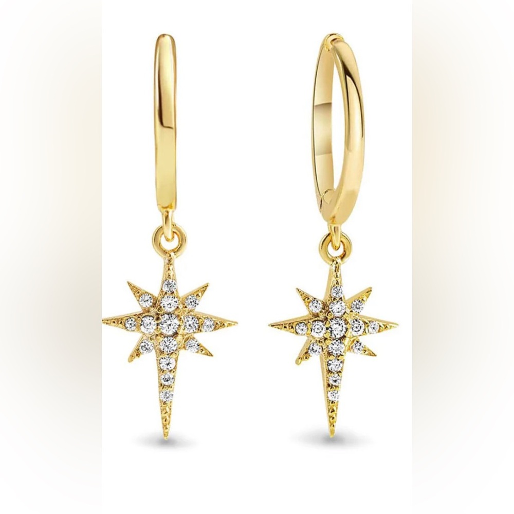 Gold Starburst Hoop Earrings